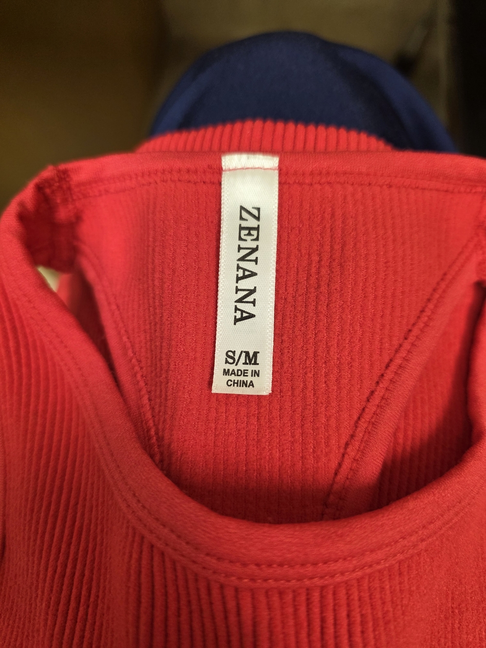 Zenana Outfitters Red Ribbed Scoop Bralette